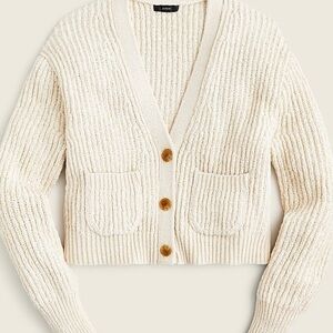 J. Crew Cropped patch-pocket beach cardigan sweater